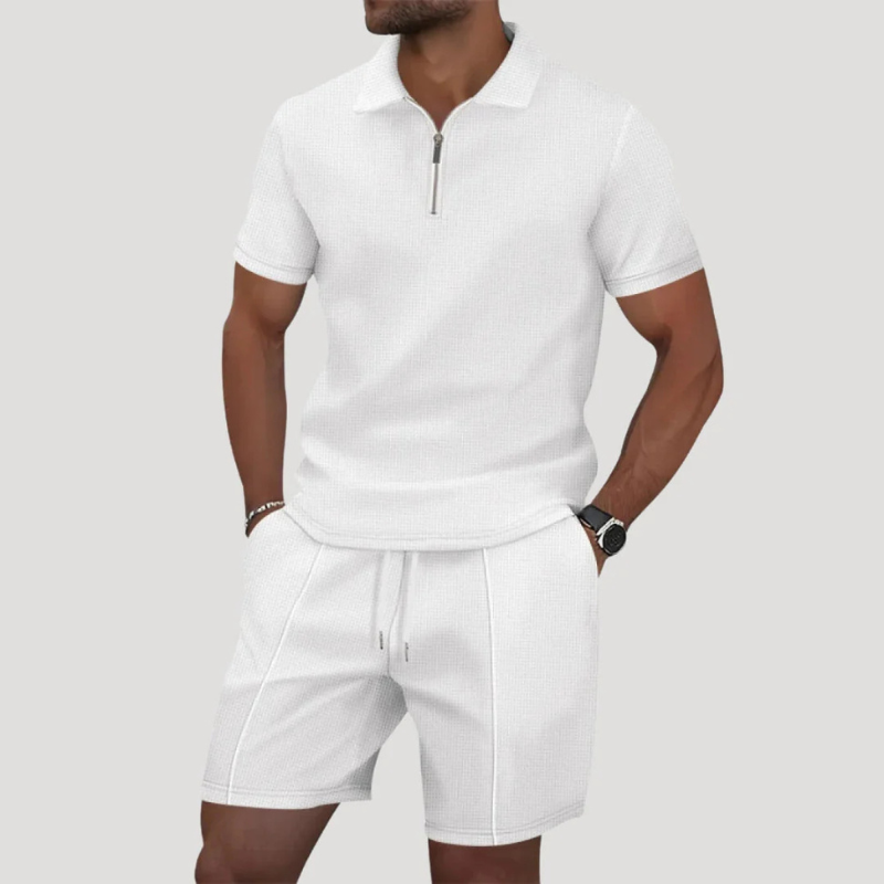 Men's 2 Piece Short Sleeve Polo and Shorts Set