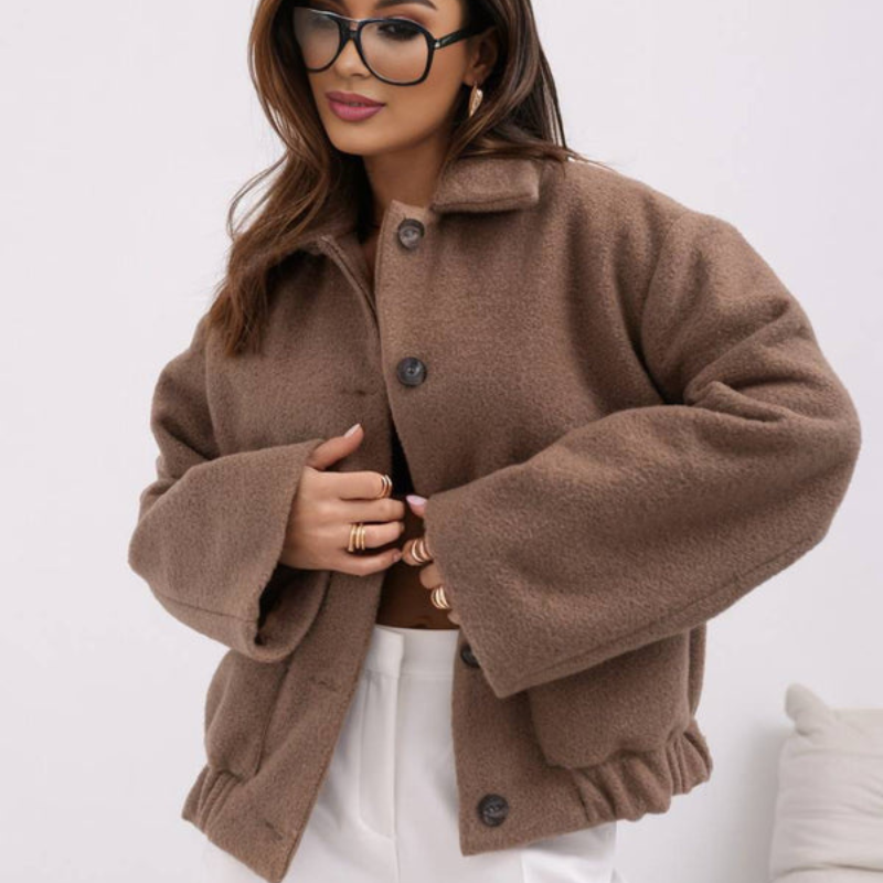 Addison - Long sleeve coat with turn down collar