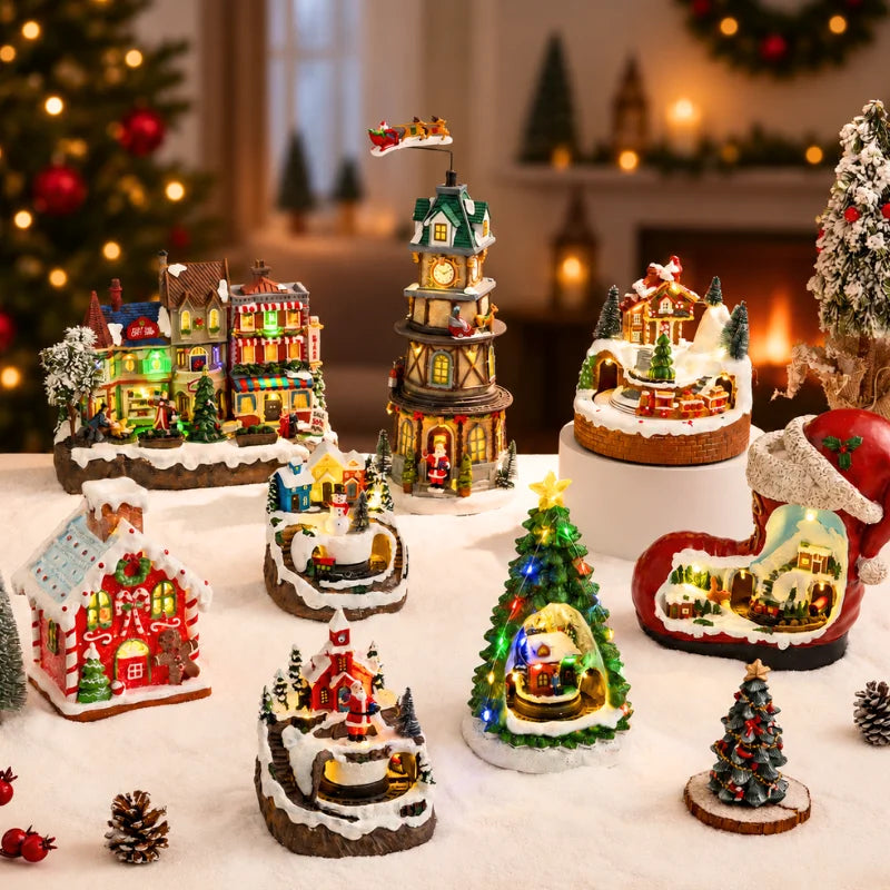 WinterGlow - Villaggio natalizio in miniatura con illuminazione LED