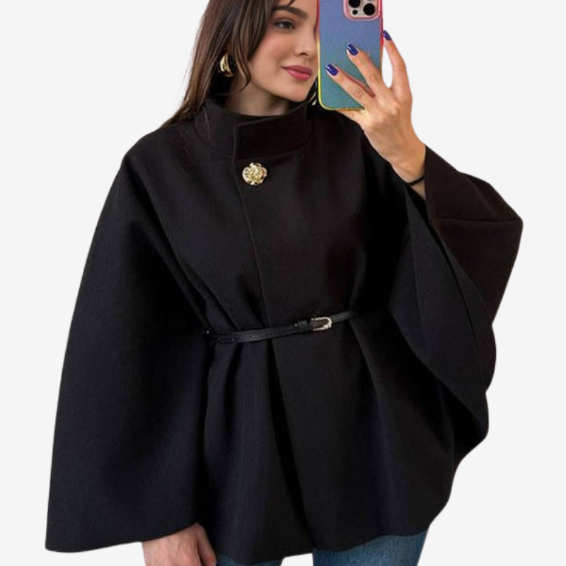 Phoebe - Poncho a maniche lunghe con cintura in vita