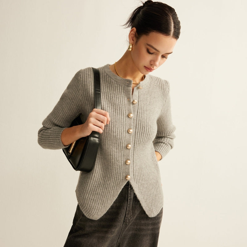 Maeve – Cardigan cu gât rotund, nasturi și mâneci lungi