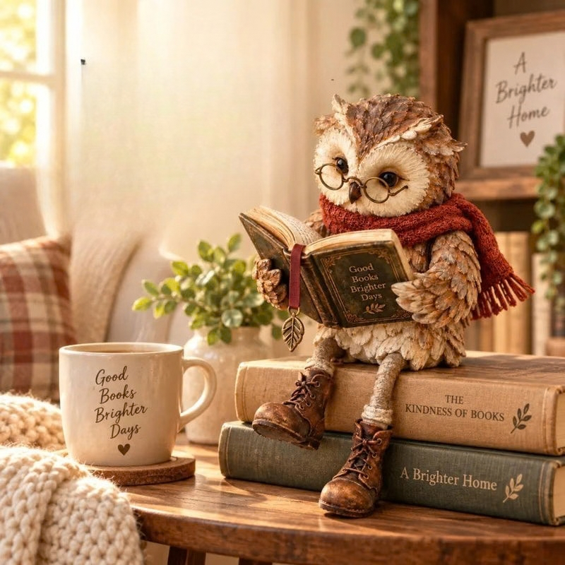 Pageowl - Statuetta di gufo con libro per la decorazione d'interni