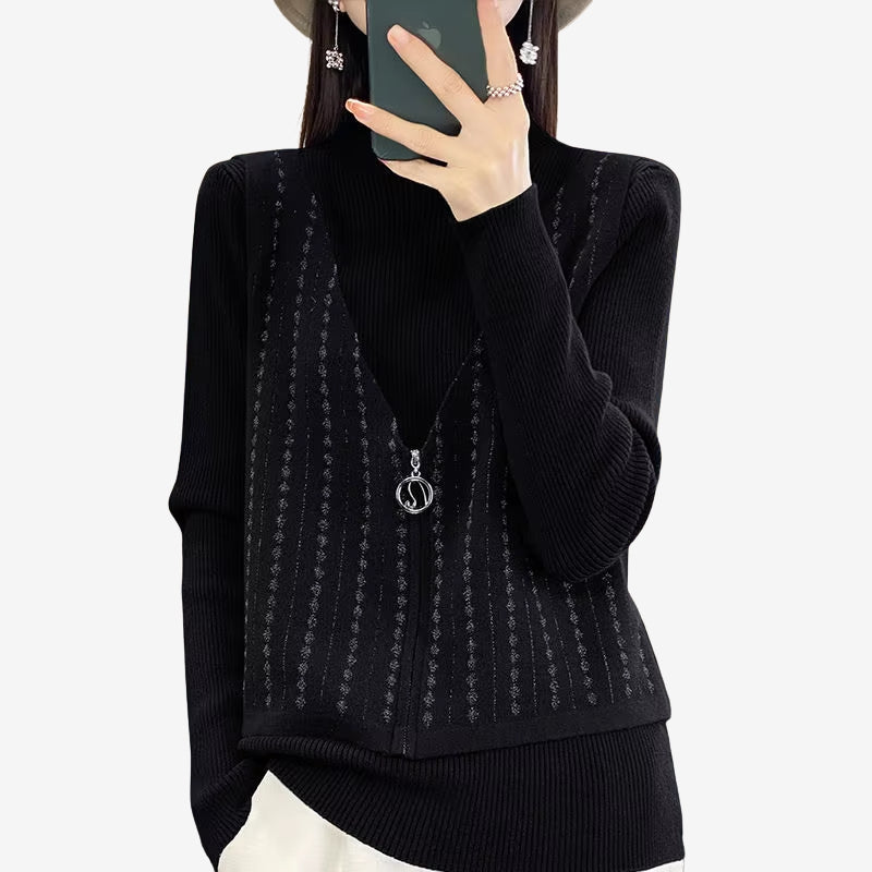 Nova – Maglione con cerniera a maniche lunghe e scollo rotondo