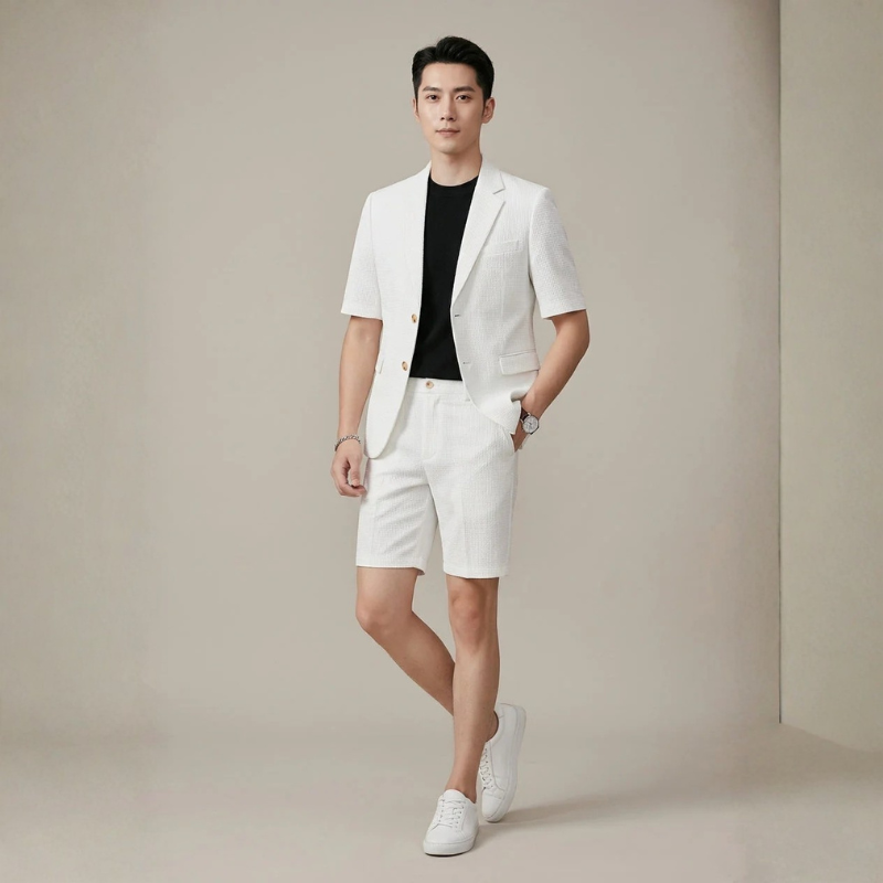 Men's 2-Piece Short Sleeve Blazer and Trouser Set