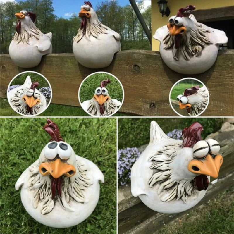 GardenPeep - Figurka kurczaka do ogrodu o uroczym wyrazie i zabawnym wzornictwie