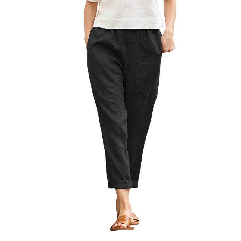 Isabella – Pantaloni Largi cu Croială Relaxată, Picior Drept și Buzunare Laterale