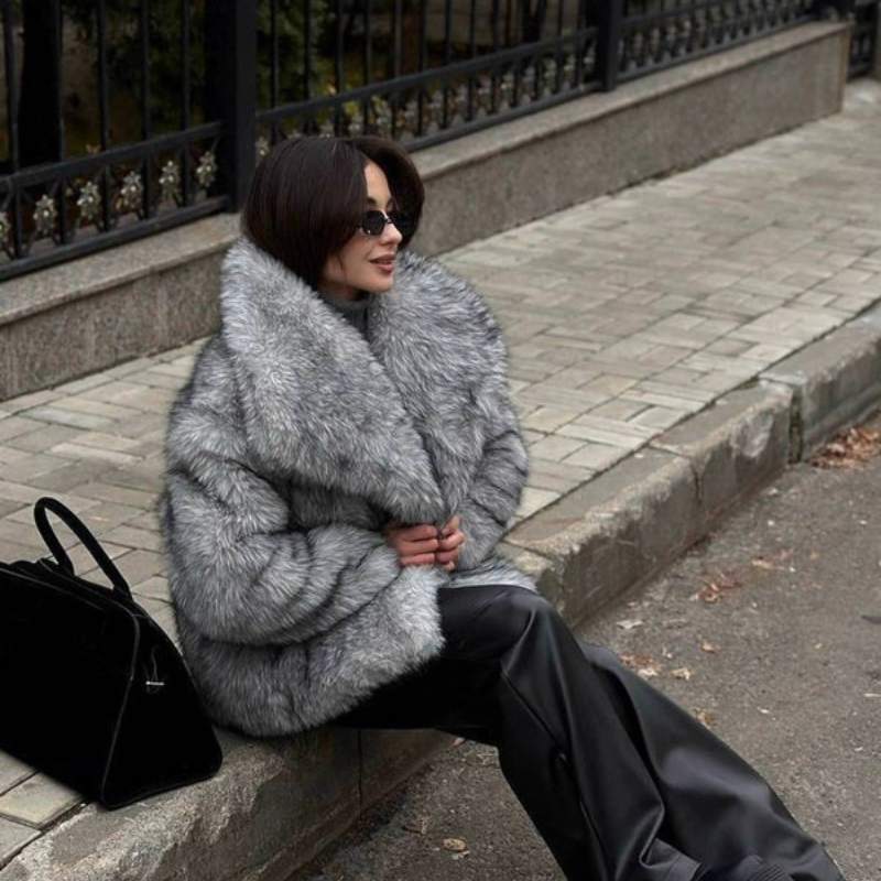 Nova - Long Sleeve Oversized Coat with Lapel Collar