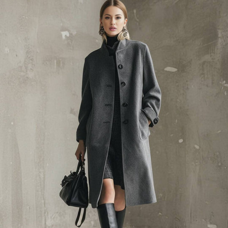 Florence – Manteau mi-long avec fermeture à boutons et poches