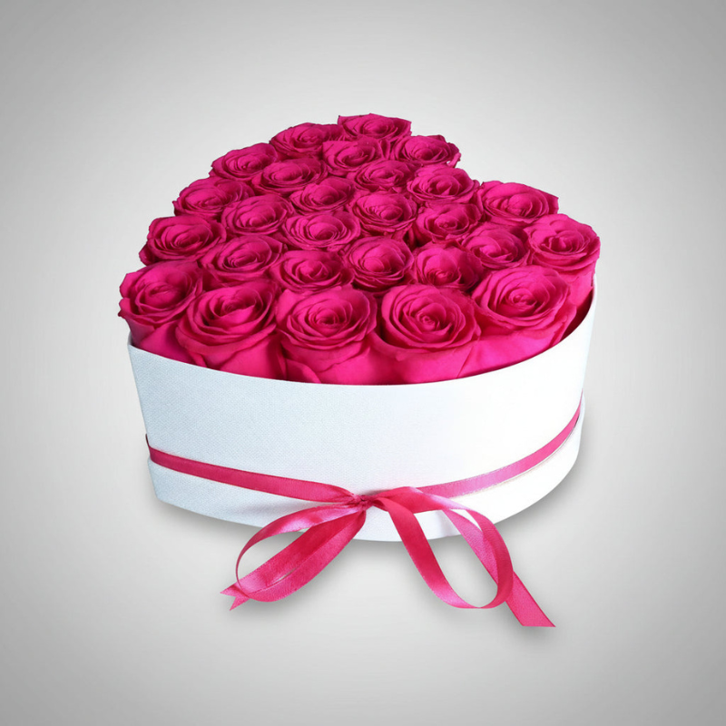 Regalo per la Festa della Mamma | Scatola di Fiori di Rosa a Forma di Cuore