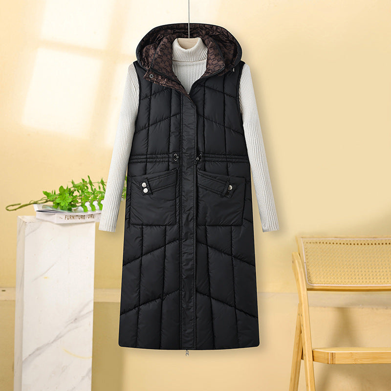 Rebecca - Double-Sided Quilted Long Jacket with Side Pockets