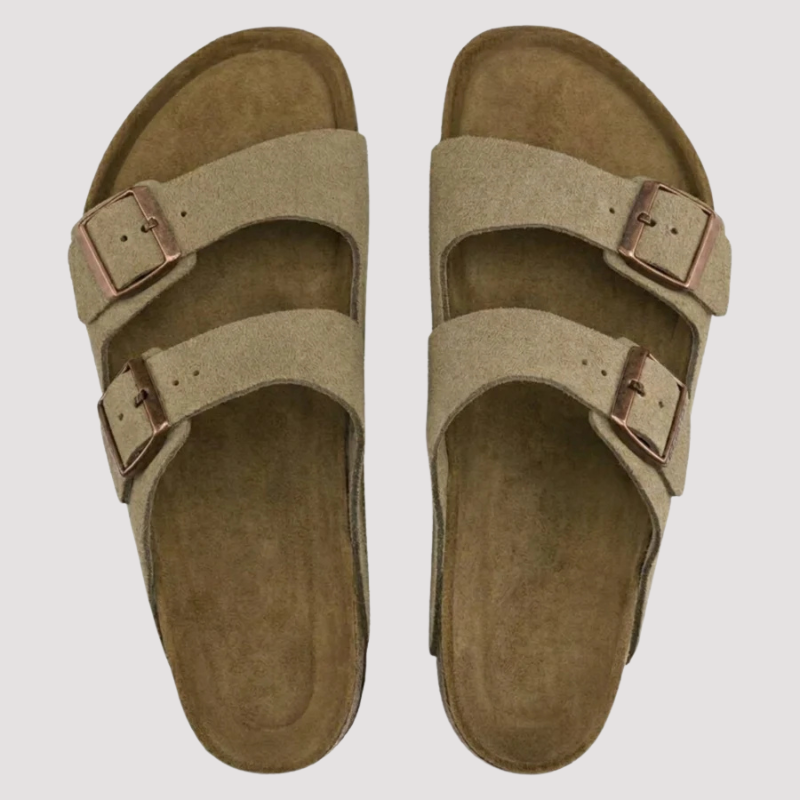 Sandálias Casuais Slip-On com Tiras de Dupla Fivela