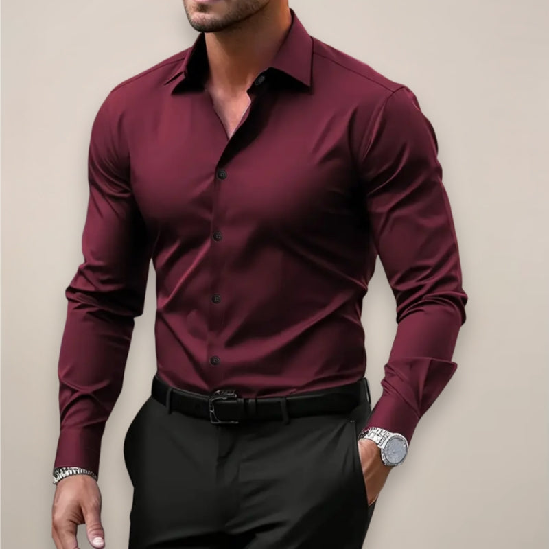 Chemise ajustée pour homme à manches longues avec boutons