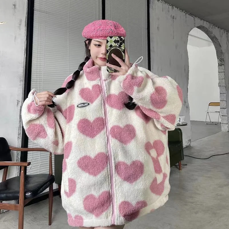 Zoe - Veste décontractée réversible à imprimé cœurs