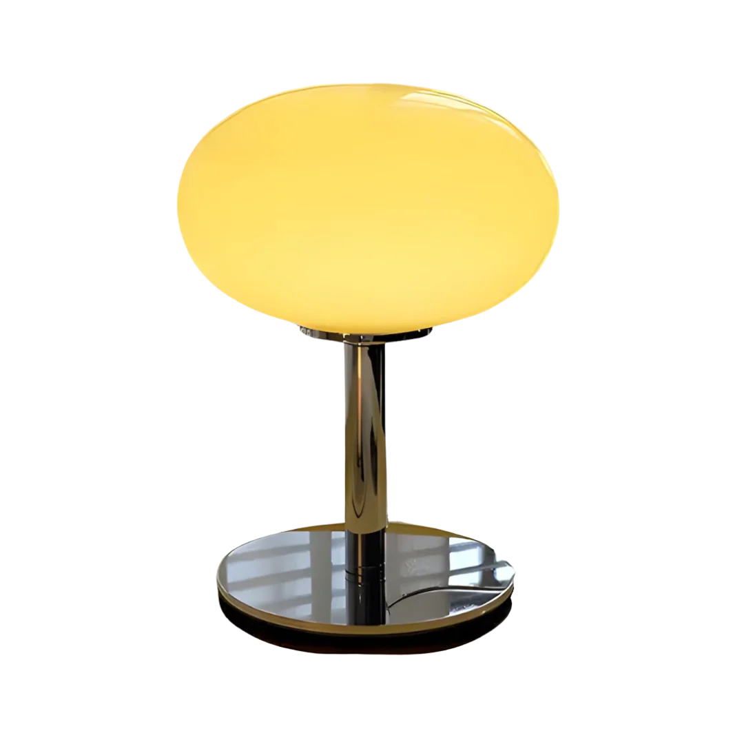 GleamGlow - Lampă de masă modernă cu abajur oval din sticlă și design elegant