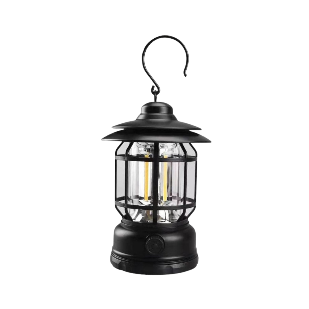 TimberGlow - Vintage-inspired portable camping lamp with warm mood lighting