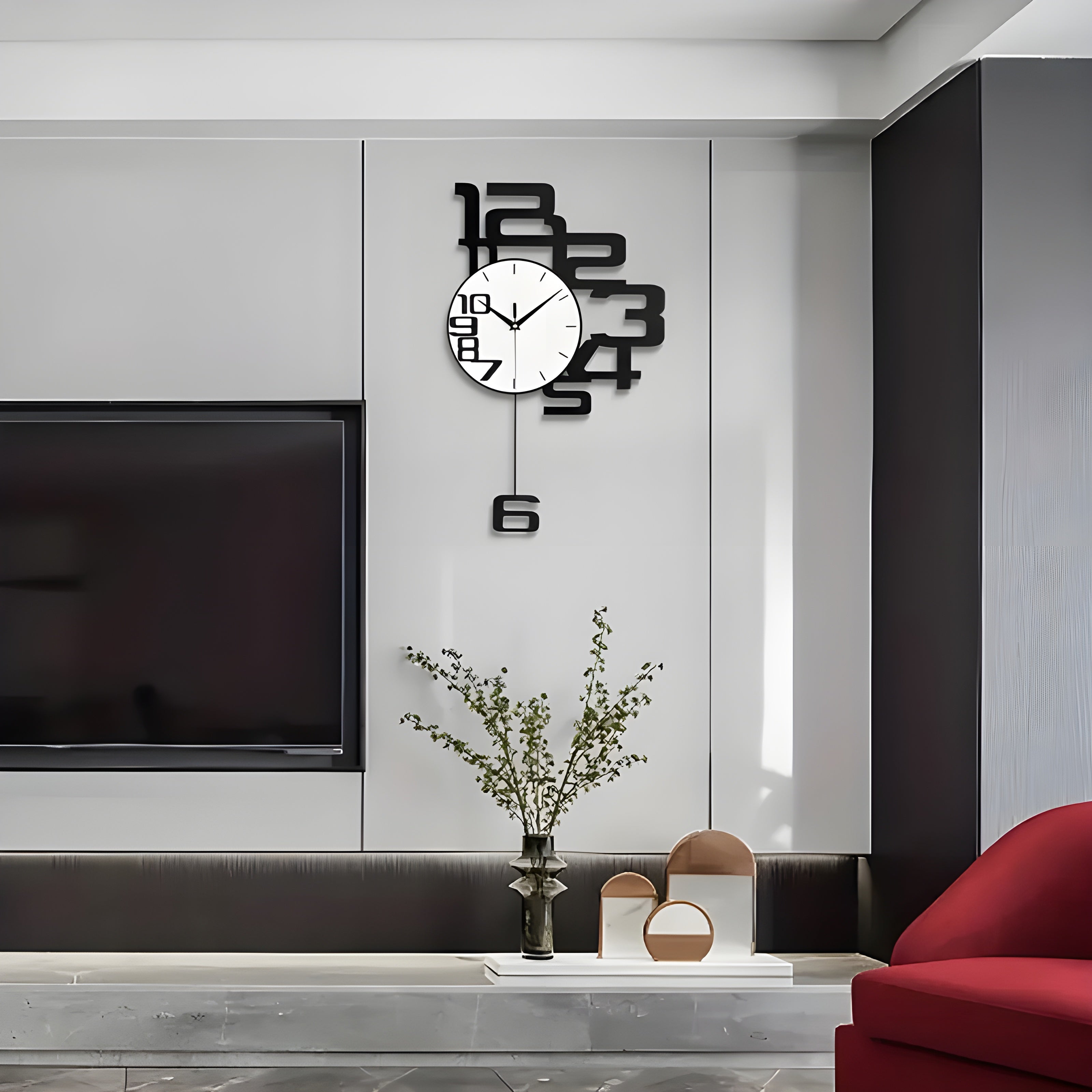 DecoTime - Orologio da parete silenzioso con numeri e design moderno bilanciato