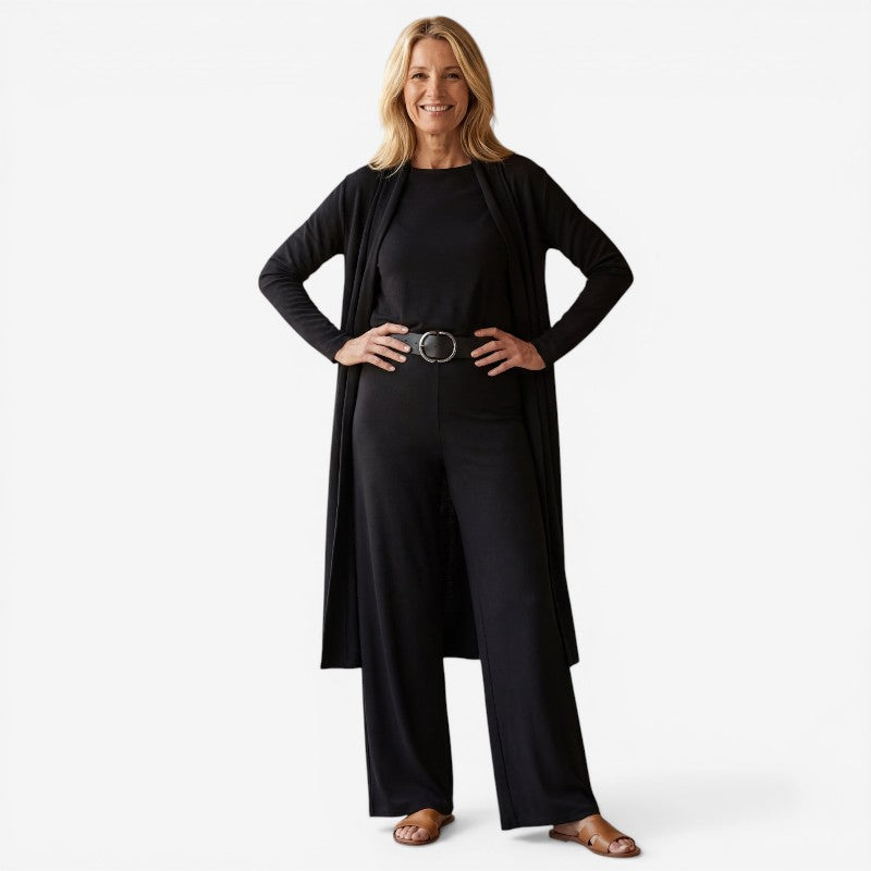3 Piece Set Open Cardigan with Slim Pants