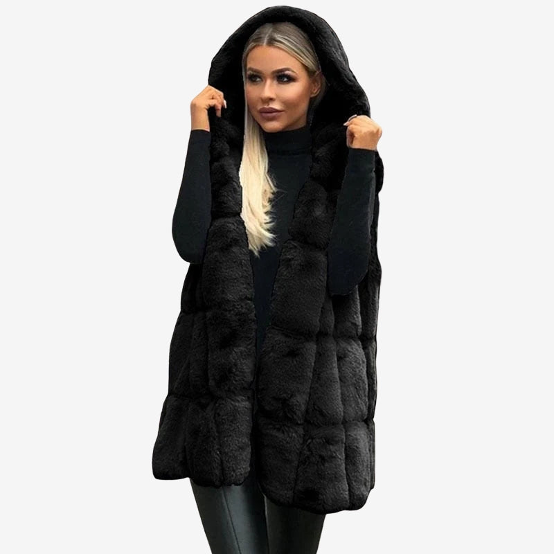 Florence – Manteau sans manches à capuche avec design ouvert et coupe ample