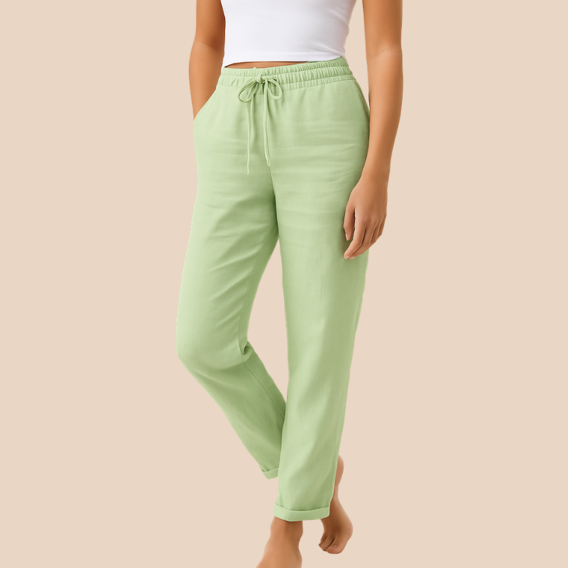 Pantaloni casual da donna a gamba larga con tasche laterali
