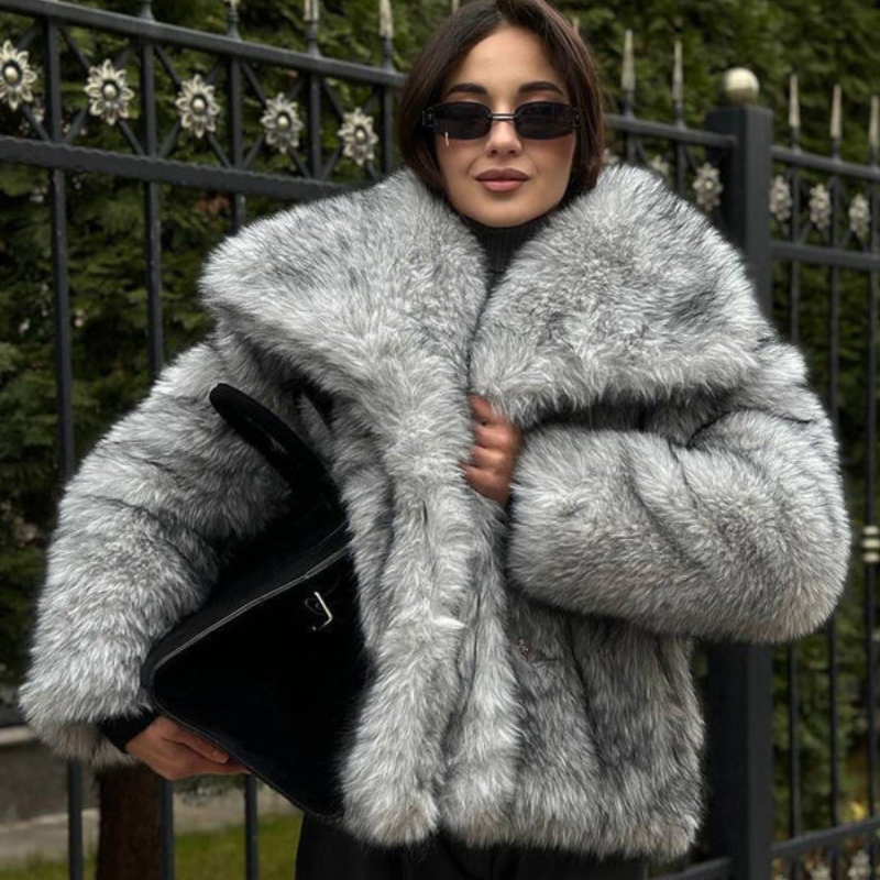 Nova - Long Sleeve Oversized Coat with Lapel Collar