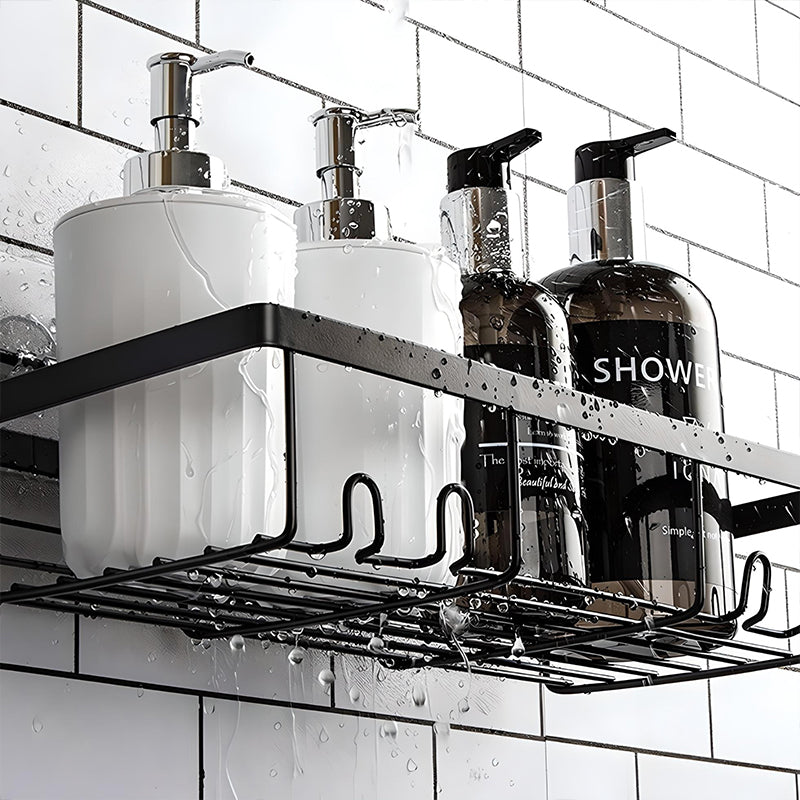 ZenSpace – Stainless Steel Wall Shelf with Minimalist Design and Hooks (Set of 2)