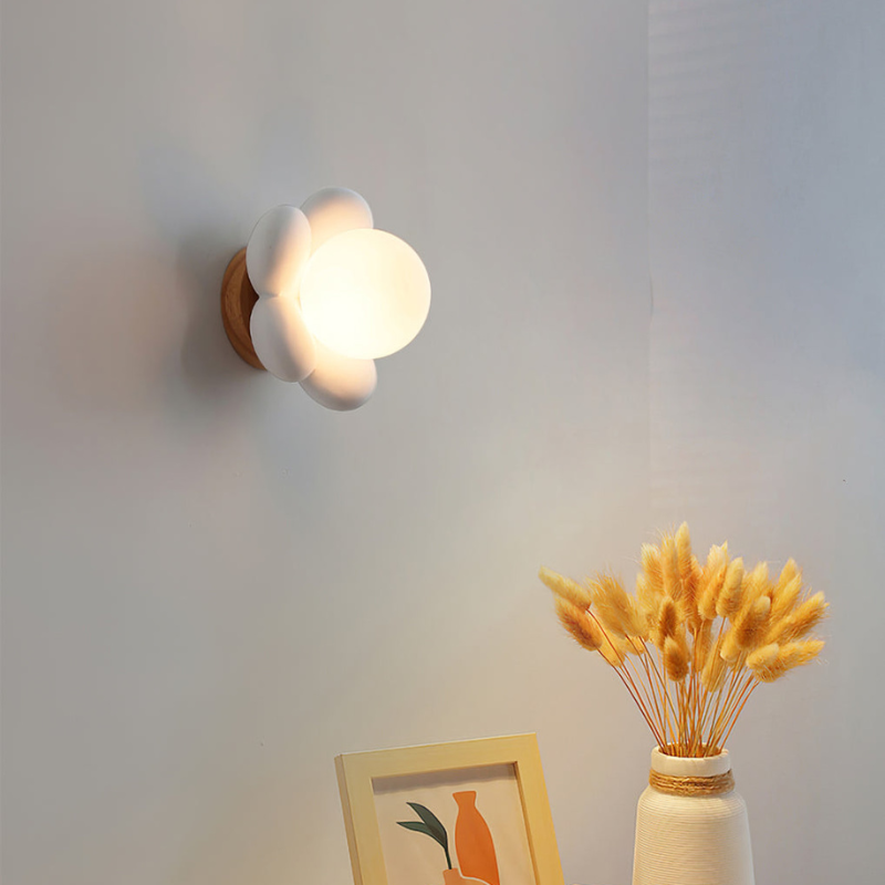 OakGlow – Applique murale en bois avec abat-jour en verre et finition en résine