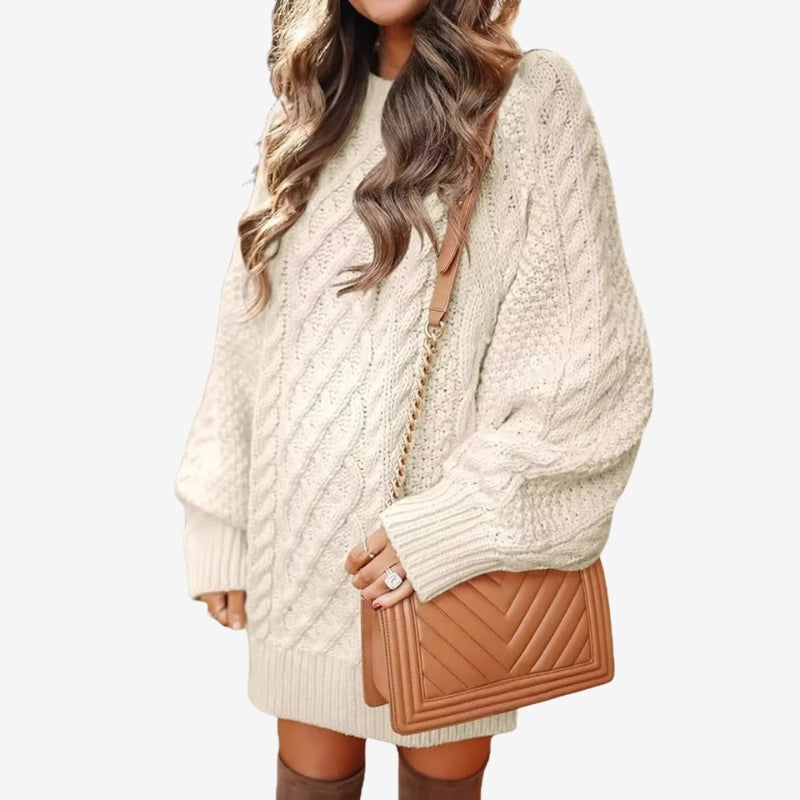 Freya - Long sleeve sweater dress with ribbed design