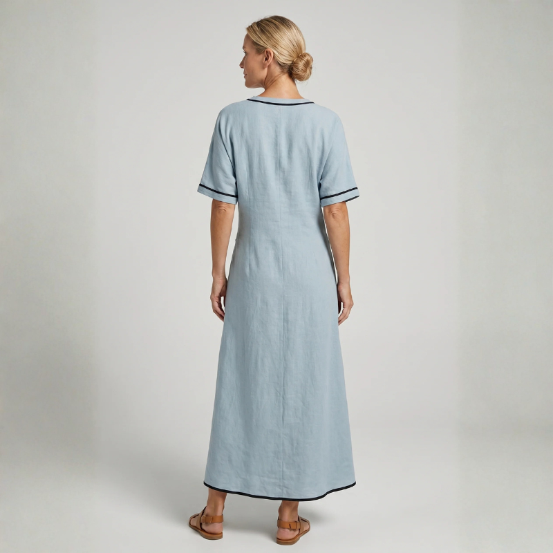 Women's V Neck Maxi Dress with Twist Front