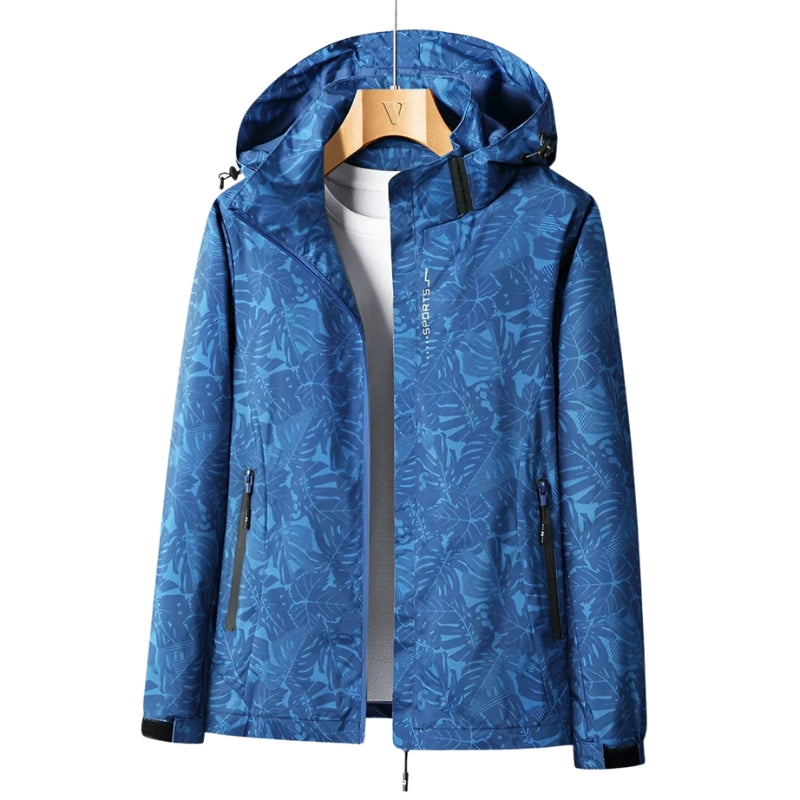 Eleanor - Giacca con stampa foglie, zip e maniche lunghe