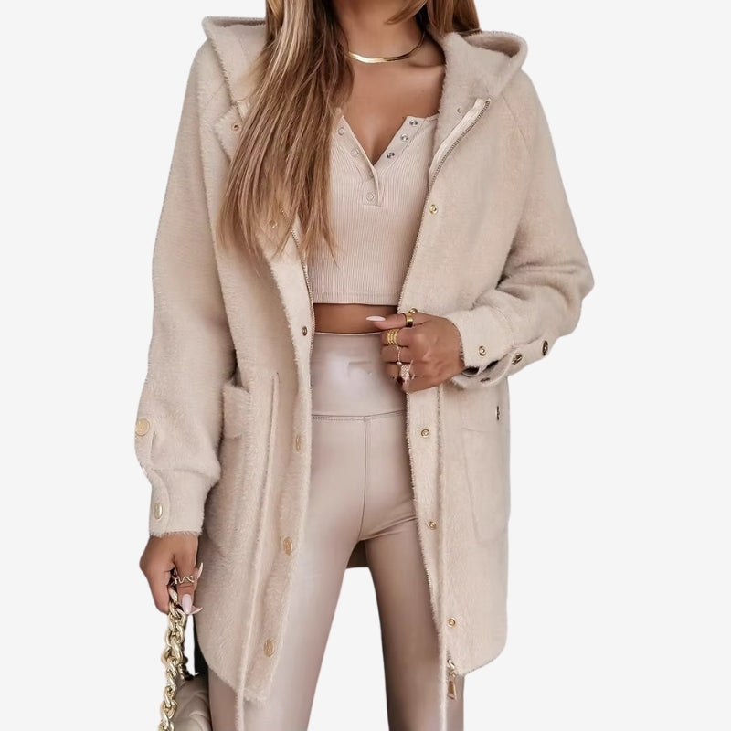 Aaliyah - Long sleeve coat with zip closure