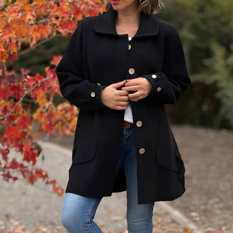 Noelle - Palton cu mâneci lungi și închidere cu nasturi