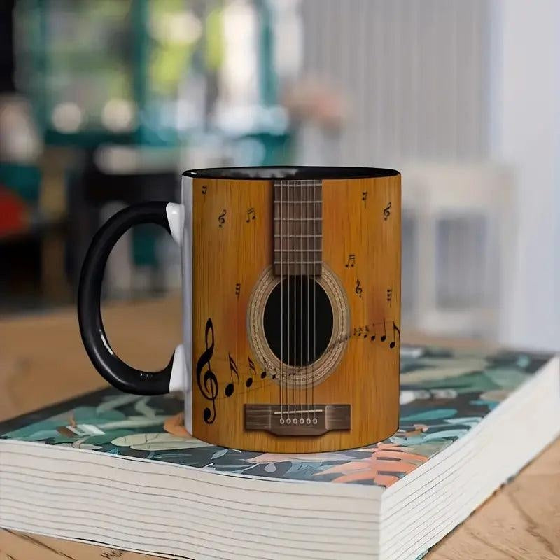 StrumSip – Tasse à café avec anse et thème inspiré de la guitare