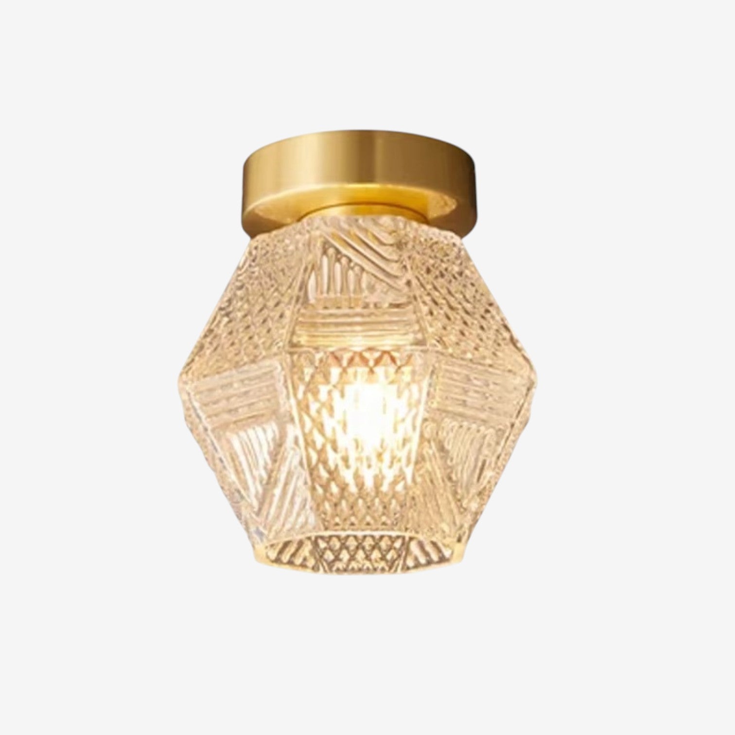 LumiDeco – Ceiling Lamp of Brass and Glass with Diamond Cut Design