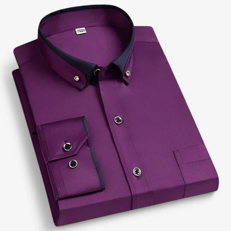Bruce - Cămașă elegantă cu mâneci lungi, închidere cu nasturi și guler clasic