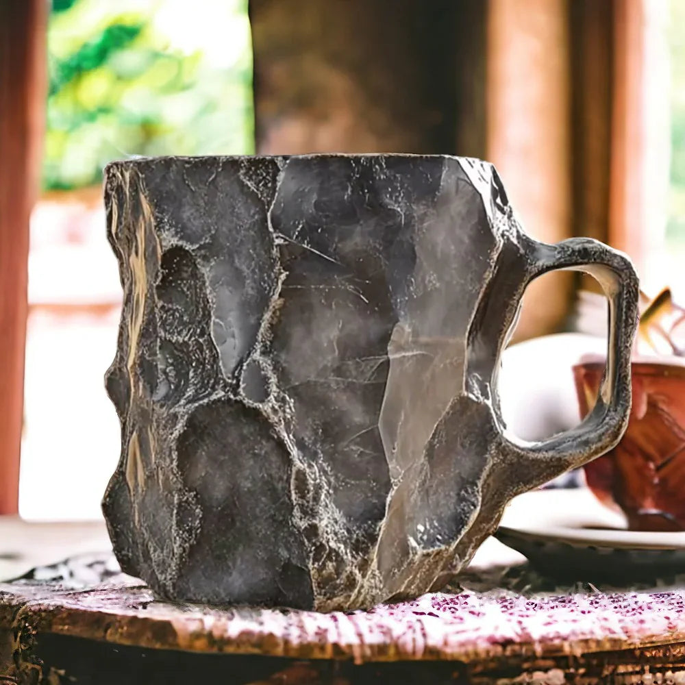 StoneSip – Handmade mug with elegant stone-like texture and comfortable handle