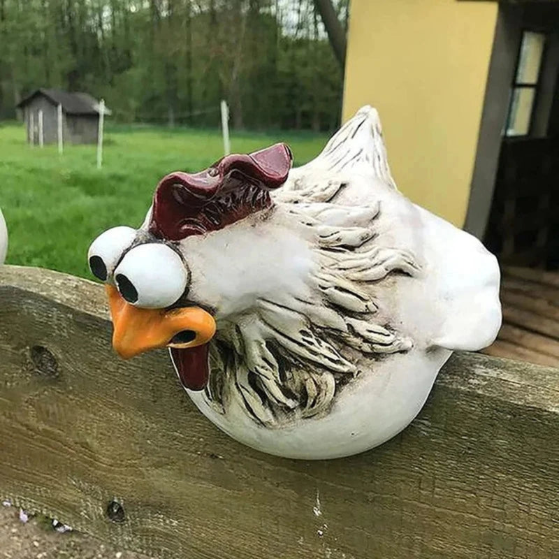 GardenPeep - Figurka kurczaka do ogrodu o uroczym wyrazie i zabawnym wzornictwie