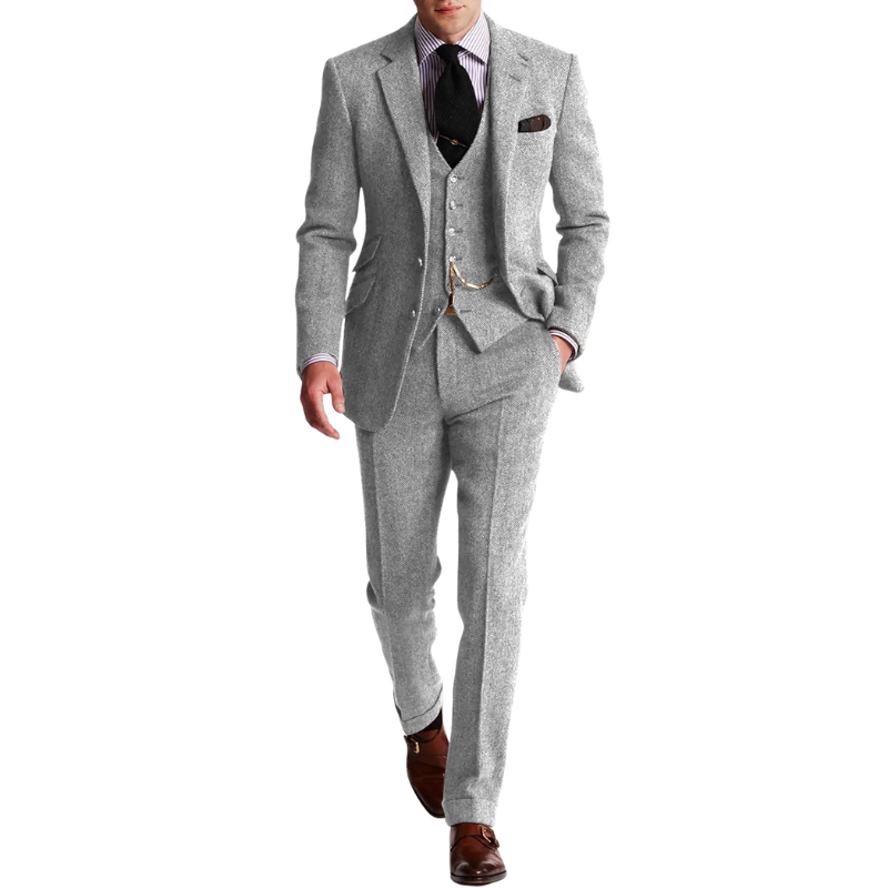 James – 3dílný slim fit oblek s dlouhým rukávem a širokými nohavicemi