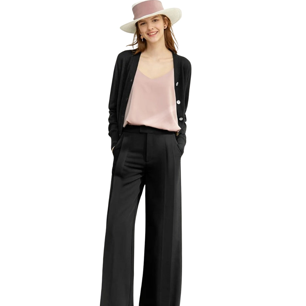 Stephanie - Cardigan con scollo a V, maniche lunghe e chiusura con bottoni