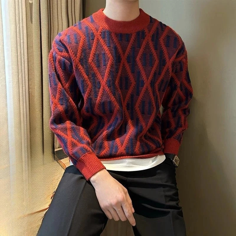 Michael – Long Sleeve Printed Sweater With Round Neck