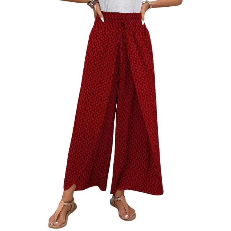 Alice – Wide-Leg Pants with Elastic Waist and Geometric Pattern