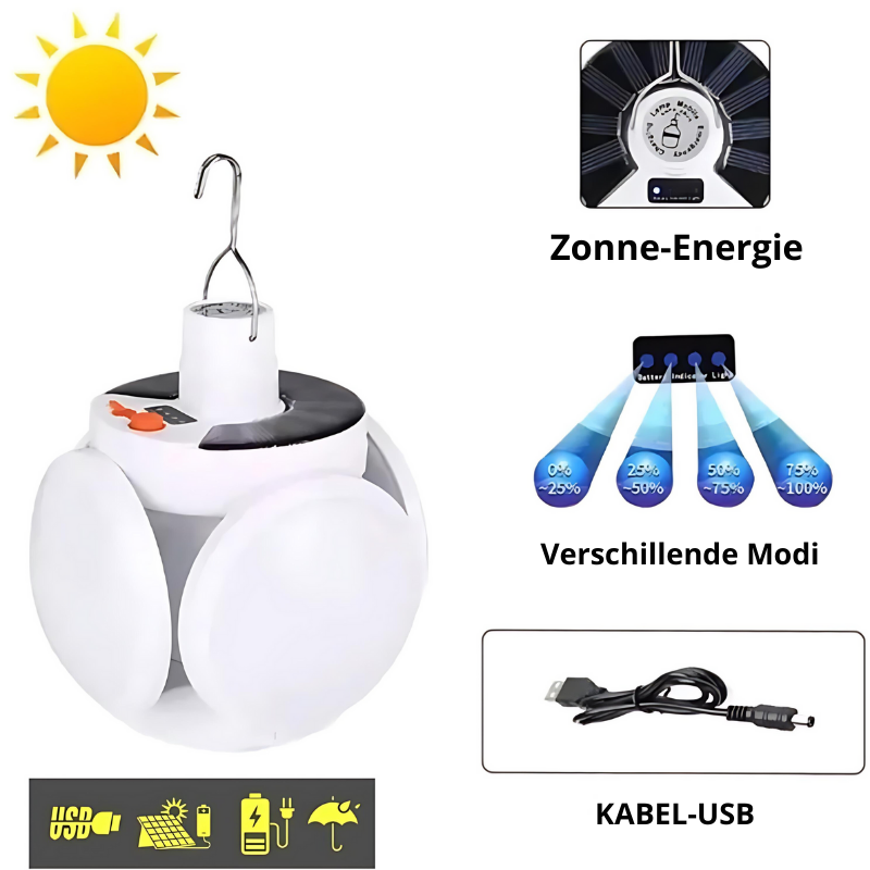 SolarGlow - Lampada LED esterna a risparmio energetico con ricarica solare automatica