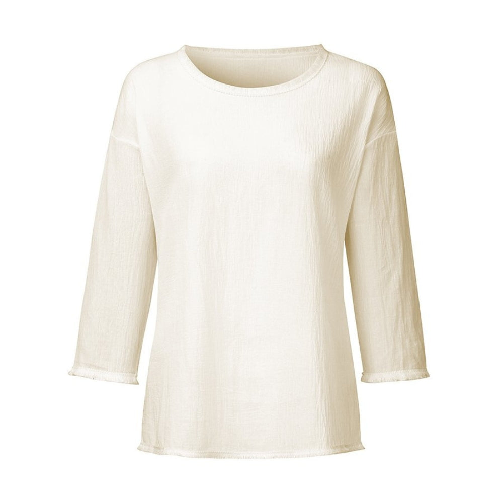 Lena – Top elegant cu mâneci lungi și decolteu rotund adânc