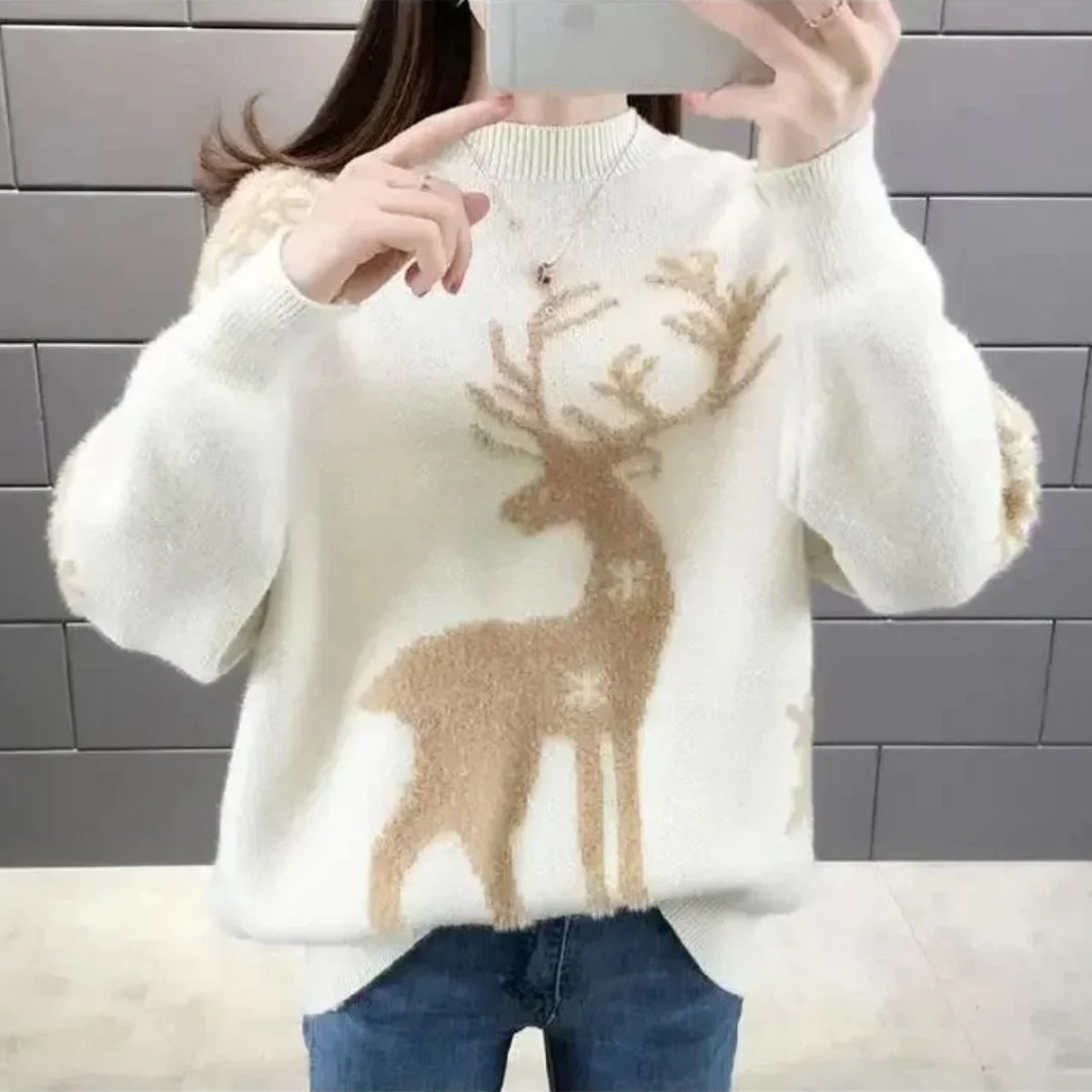 Millie – Maglione stampato a maniche lunghe con scollo rotondo