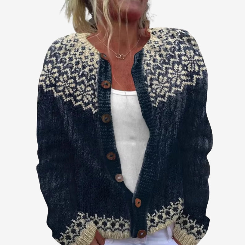 Aisling – Long sleeve printed sweater with round neck