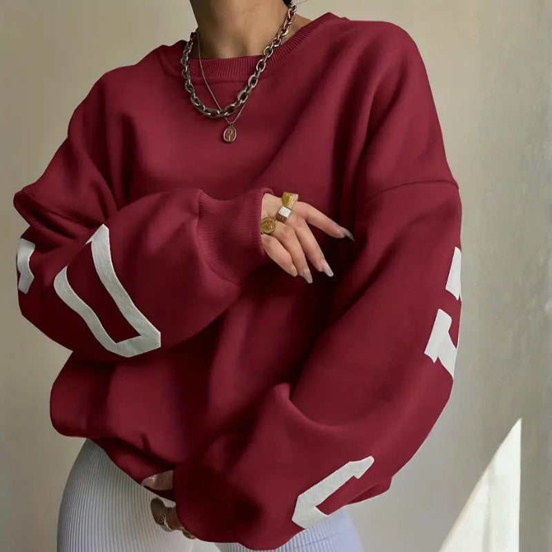 Jade - Long sleeve oversized sweater with round neck