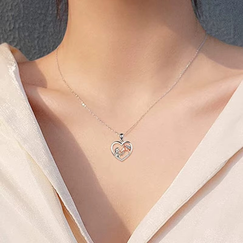 Mother’s Day Gift | Heart Pendant Necklace with Horse's Head