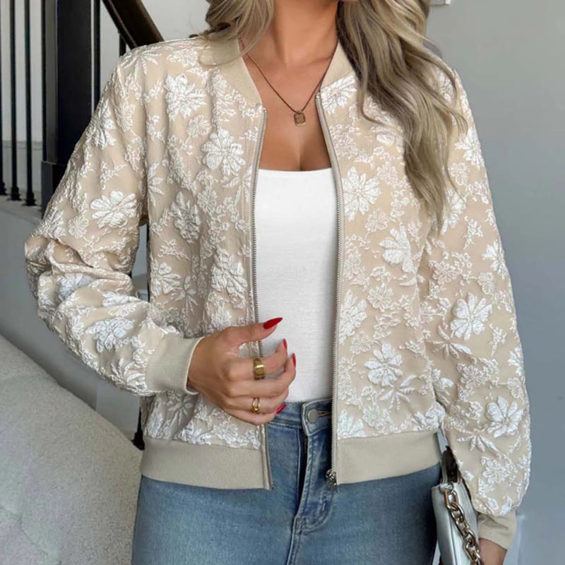 Stella - Long Sleeve Jacket with Floral Embroidery