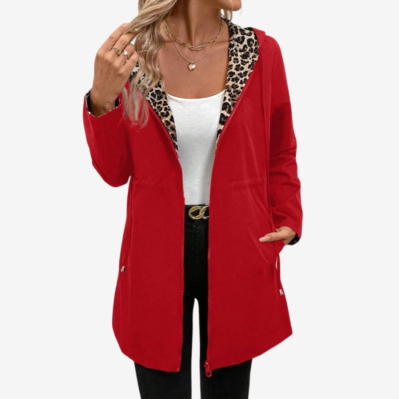 Chloe - Double sided hooded coat with zip closure