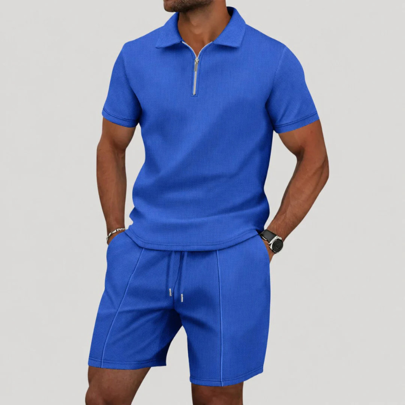 Men's 2 Piece Short Sleeve Polo and Shorts Set