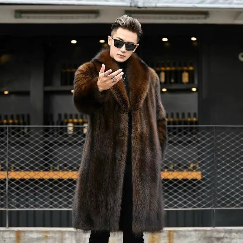 Dario - Long sleeve long coat with button closure